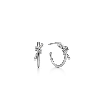 TIFFANY KNOT HOOP EARRINGS IN SILVER WITH DIAMONDS 751236